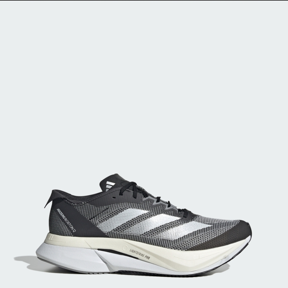 Adidas Adizero Boston 12 Black and White Running Shoes 6.5 New